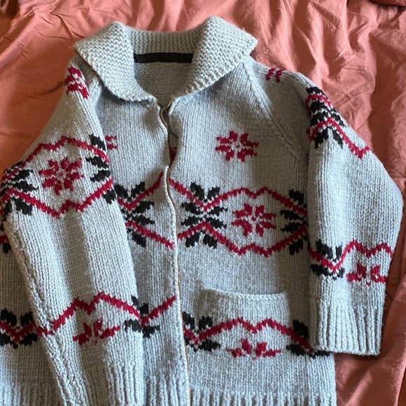 Small blue ‘50s/‘60s Cowichan sweater - Picture 1 of 8